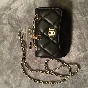 EUC Badgley Mischka Mini Belt Bag in Black with gold hardware